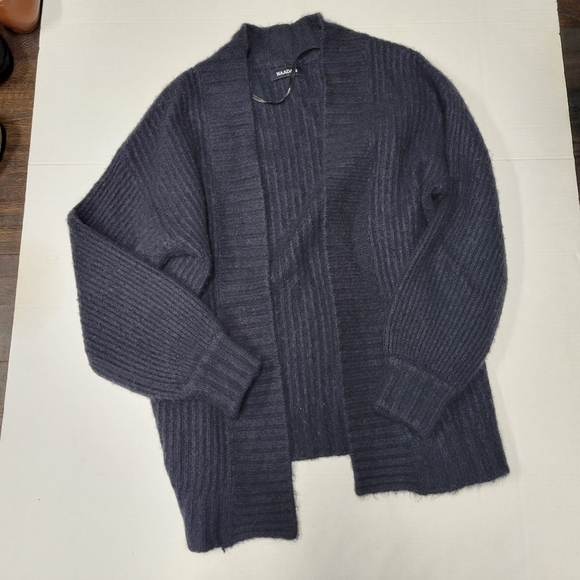 Naadam 'Luxe' Navy Merino Cashmere Balloon Sleeve Cardigan Size XXS - Picture 2 of 7